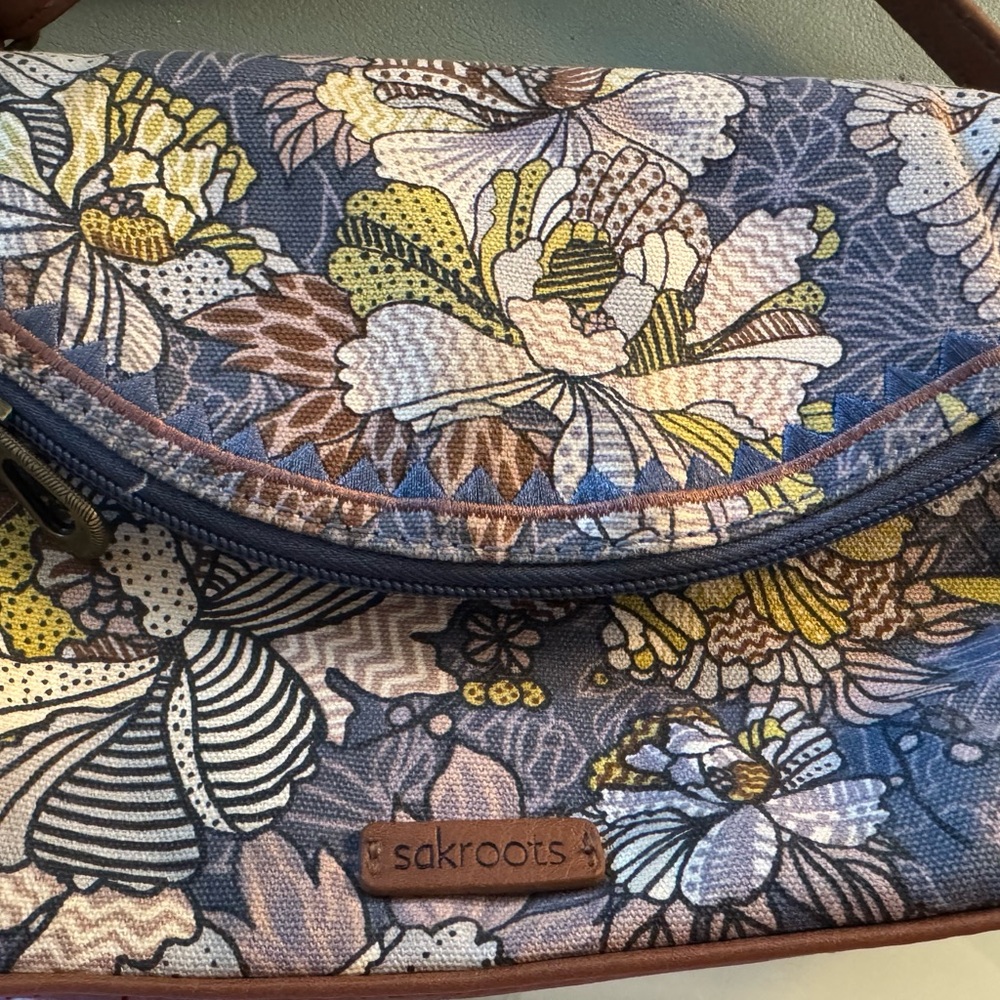 Sakroots Floral Blue and Brown Women's Bag